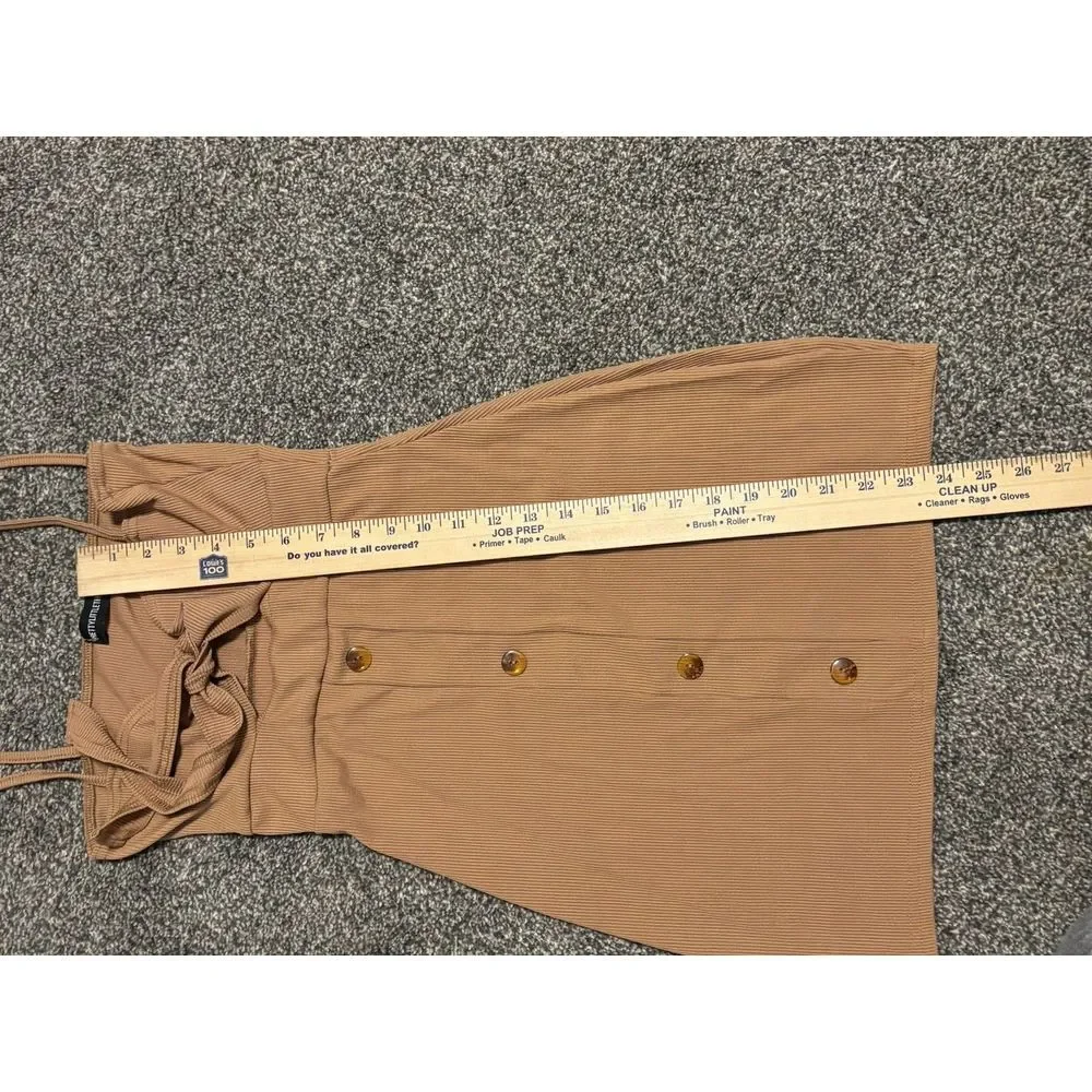 Pretty Little Things Tie Front Cut Out Dress Light Brown Size 6